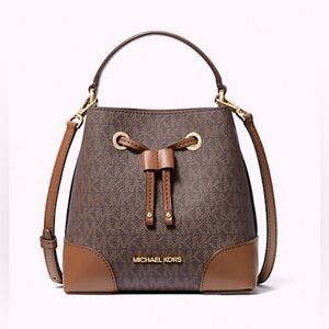 Michael Kors Bag NEW Mercer Small Logo Brown Bucket Bag